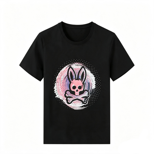 Psycho Bunny Halftone Halo Tee – Black Pink Dreamy Streetwear T-Shirt