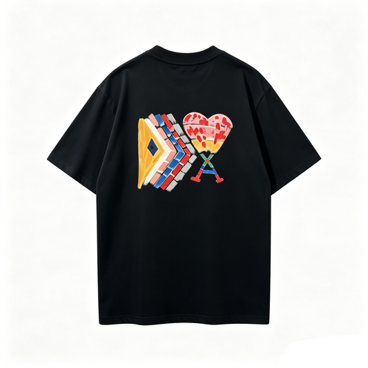 AMI Paris Ami de Cœur Watercolour Back-Print T-Shirt — Black
