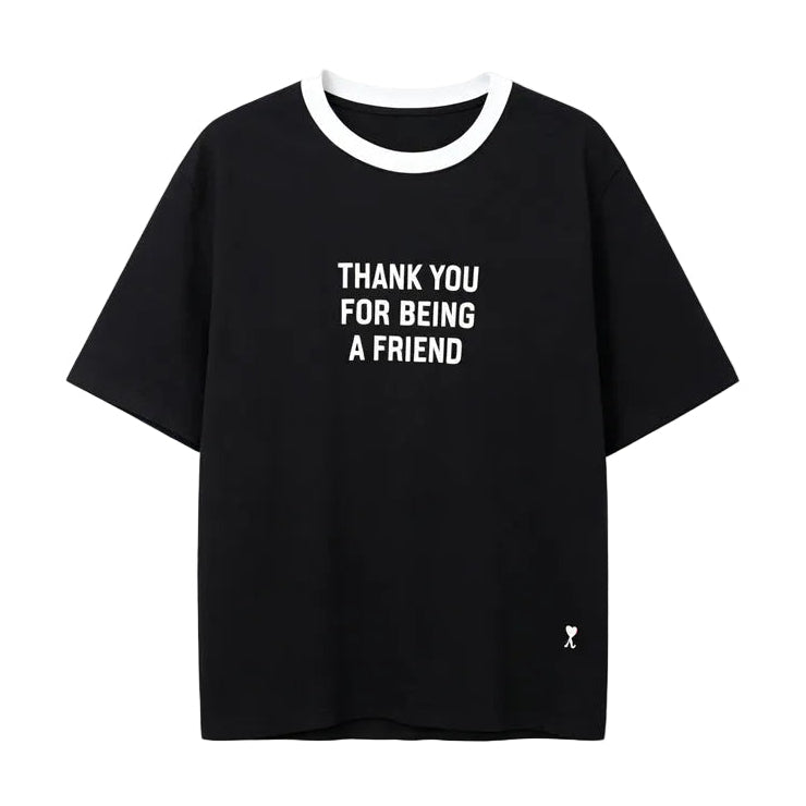 AMI Paris "Thank You For Being A Friend" Ringer T-Shirt | Black