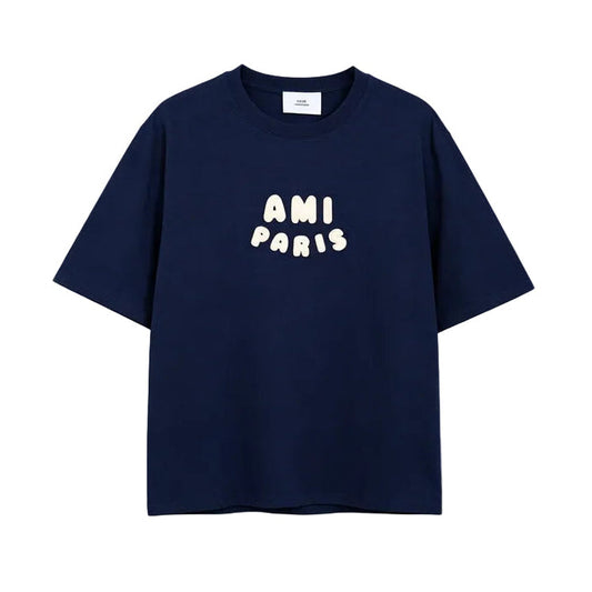 AMI Paris Bubble Letter T-Shirt | Navy