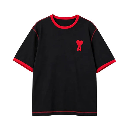 AMI Paris Ami de Cœur Ringer T-Shirt | Black / Red