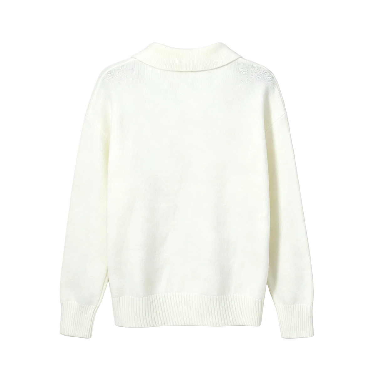 AMI Paris Ami de Cœur Knit Polo Sweater | White / Brown / Grey / Apricot