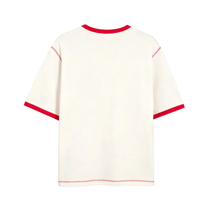 AMI Paris Ami de Cœur Ringer T-Shirt | Ecru / Red