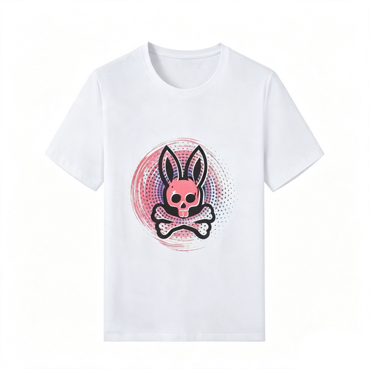 Psycho Bunny Halftone Halo Tee – White Pink Dreamy Streetwear T-Shirt