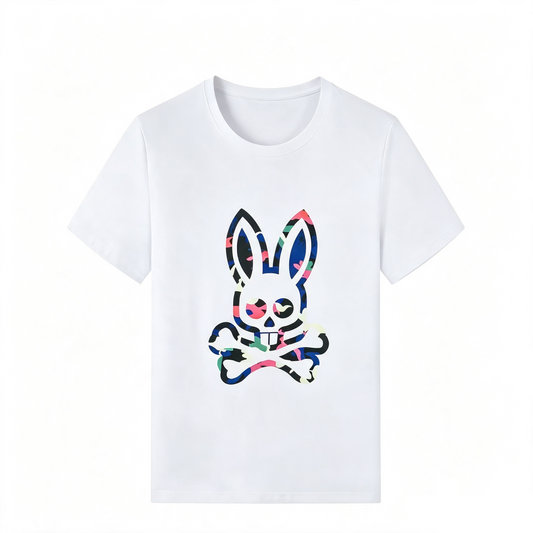 Psycho Bunny Pastel Camo Tee – White Tropical Camouflage Streetwear T-Shirt
