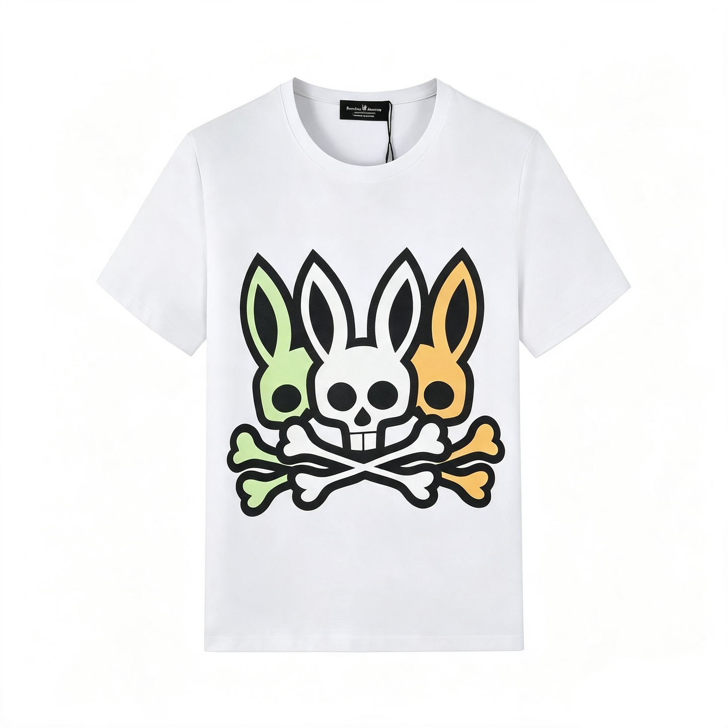 Psycho Bunny Triple Icon Tee – White Tricolor Layered Streetwear T-Shirt