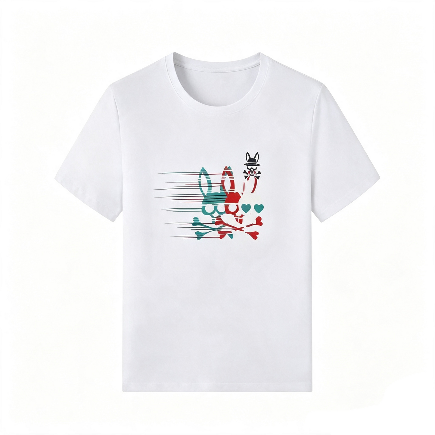 Psycho Bunny Speed Trio Tee – White Motion Graphic Streetwear T-Shirt